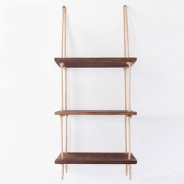 Hanah Home Estantería de Pared Aa041 v2 Nogal, Madera de Abeto, 40x110x14 cm, Estilo Rústico y Moderno, Hecho a Mano